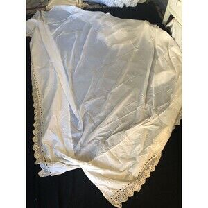 Vintage Bed Skirt Queen Embroidered Shabby Chic Cottage